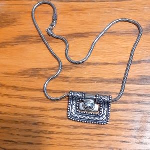 Silver pendant statement necklace Y2K